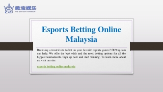 Esports Betting Online Malaysia | Ob9my.com