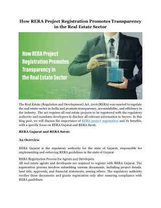 How RERA Project Registration Promotes Transparency in the Real Estate Sector