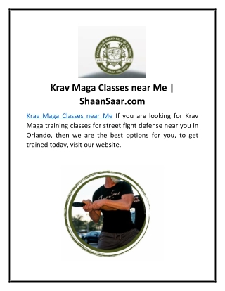 Krav Maga Classes near Me | ShaanSaar.com