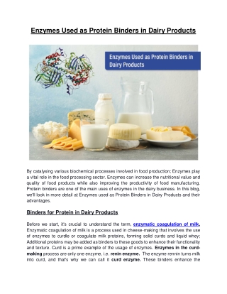 Enzymes Used as Protein Binders in Dairy Products