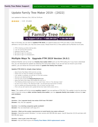 Update Family Tree Maker 2019 – 2022