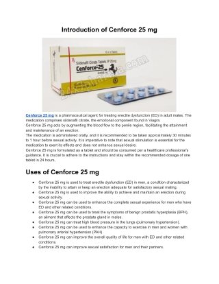 Cenforce 25 mg Sildenafil Citrate Tablets