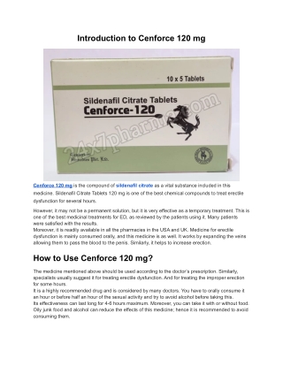 Cenforce 120 mg Sildenafil Citrate Tablets