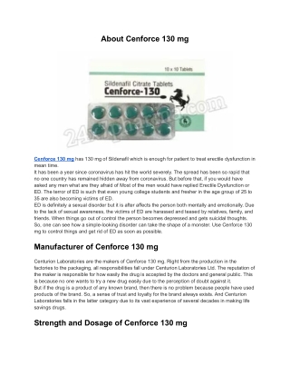 Cenforce 130 mg Sildenafil Citrate Tablets