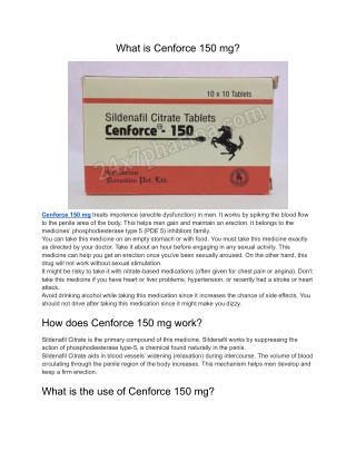 Cenforce 150 mg Sildenafil Citrate Tablets