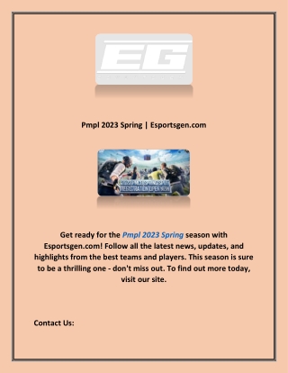 Pmpl 2023 Spring | Esportsgen.com