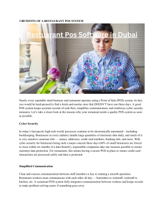 Restuarant Pos Software in Dubai