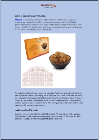 What is Special About Til Laddu?