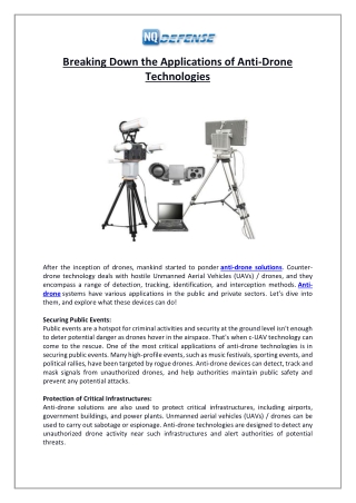 Breaking Down the Applications of Anti-Drone Technologies