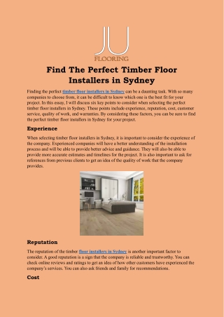 Timber Flooring Installation Sydney