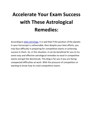 Accelerate Your Exam Success with These Astrological Remedies