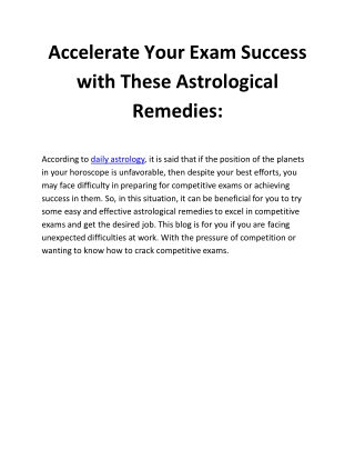 Accelerate Your Exam Success with These Astrological Remedies