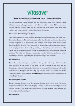 Know The Incomparable Pluses Of Facial Collagen Treatment