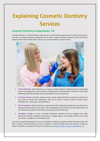 Explaining Cosmetic Dentistry Services