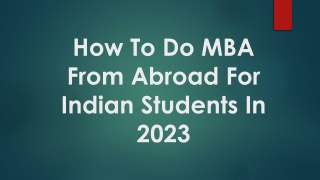 How To Do MBA From Abroad For Indian