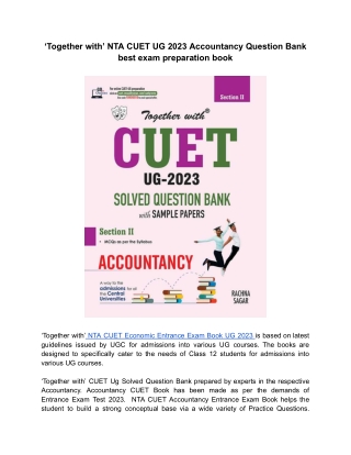 ‘Together with’ CUET UG  Accountancy Entrance Exam Books 2023