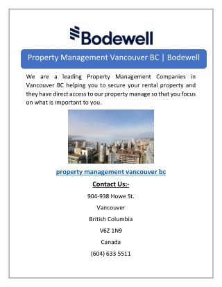 Property Management Vancouver BC | Bodewell