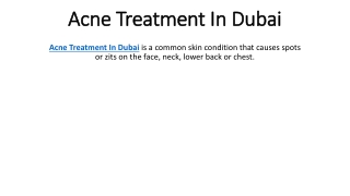 Acne Treatment In Dubai