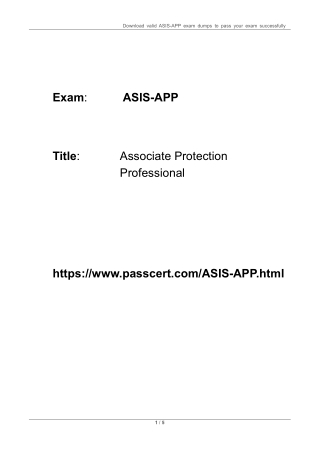 Associate Protection Professional ASIS-APP Dumps