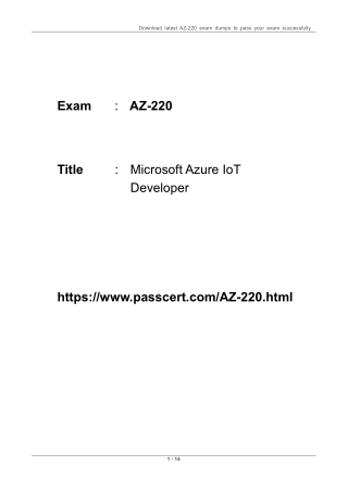 AZ-220 Microsoft Azure IoT Developer Updated Dumps