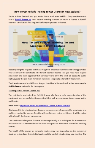 How To Get Forklift Training To Get License in New Zealand