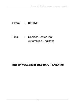 Certified Tester Test Automation Engineer CT-TAE Dumps