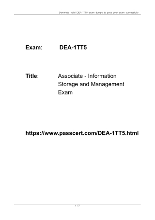 DELL EMC DEA-1TT5 Updated Dumps 2023