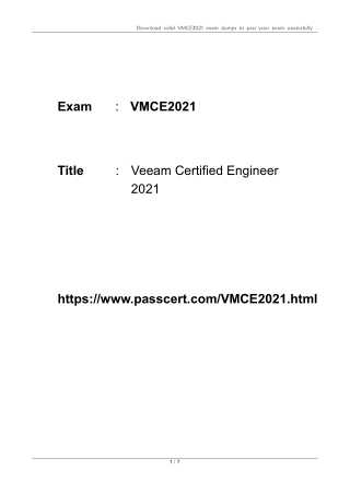 VMCE2021 Veeam Certified Engineer 2021 Update Dumps