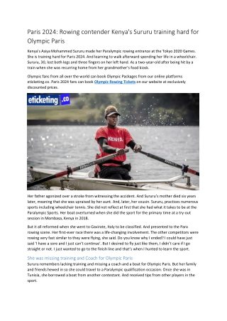Paris 2024 Rowing contender Kenya's Sururu training hard for Olympic Paris