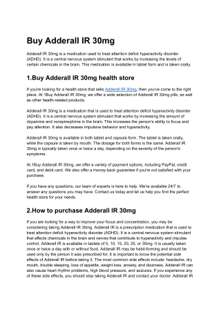 Buy Adderall IR 30mg