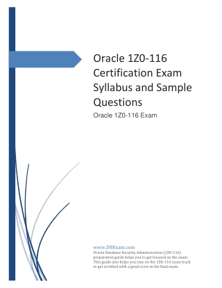 Oracle 1Z0-116 Certification Exam Syllabus and Sample Questions PDF