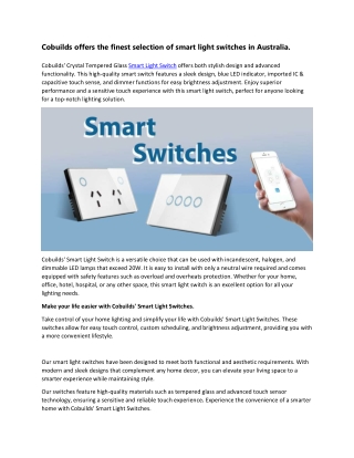 Cobuilds offers the finest selection of smart light switches in Australia