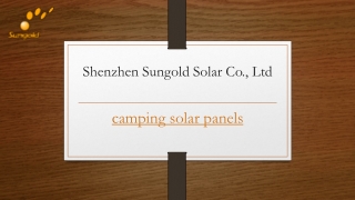 Camping Solar Panels | Sungoldsolar.us