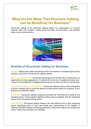 What are the Ways That Structure Cabling can be Beneficial for Business