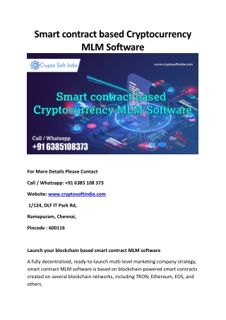 Smart contract based Cryptocurrency MLM Software