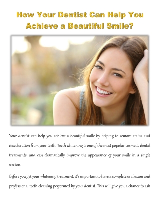 How Your Dentist Can Help You Achieve a Beautiful Smile?