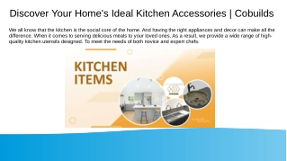 Discover Your Home's Ideal Kitchen Accessories | Cobuilds