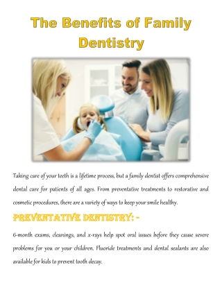 The Benefits of Family Dentistry