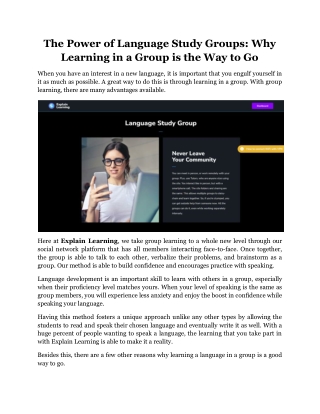 The Power of Language Study Groups Why Learning in a Group is the Way to Go