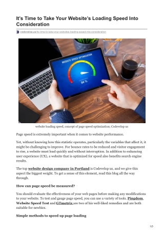 Its Time to Take Your Websites Loading Speed Into Consideration