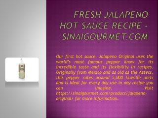Fresh Jalapeno Hot Sauce Recipe - sinaigourmet.com