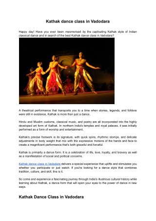 Kathak dance class in Vadodara