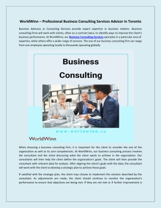 WorldWinn – Professional Business Consulting Services Advisor in Toronto