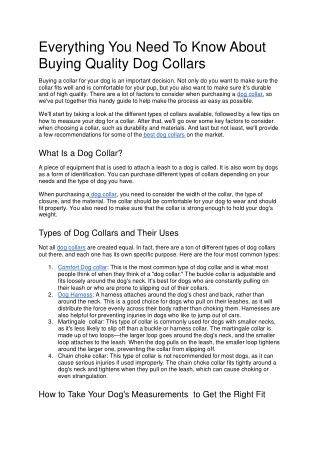 Everything You Need To Know About Quality Dog Collars