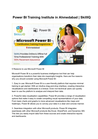 Power BI Training Institute in Ahmedabad | SkillIQ