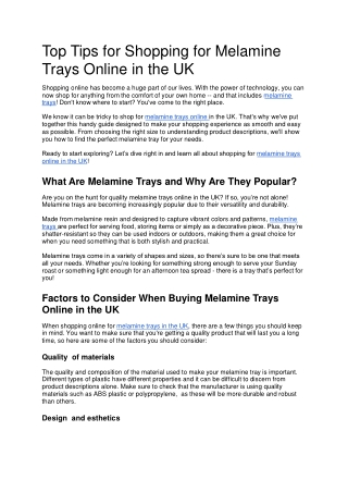 Tips for Shopping for Melamine Trays Online UK