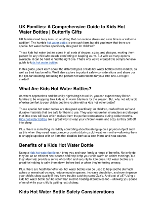A Comprehensive Guide to Kids Hot water bottle