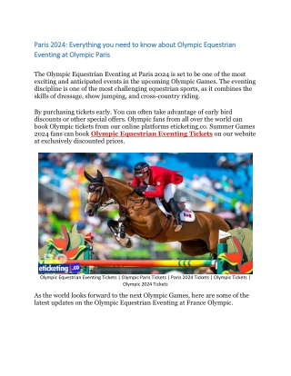 Paris 2024 Everything you need to know about Olympic Equestrian Eventing at Olympic Paris