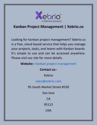 Kanban Project Management  Xebrio.co