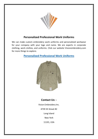 Personalized Professional Work Uniforms  Visionembroidery.com